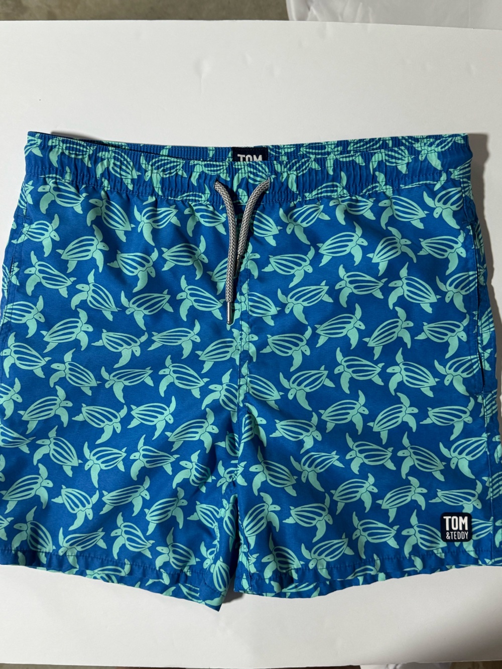 Tom & Teddy Blue Swim Trunks with Blue and Green Turtle Print - Picture 5 of 5